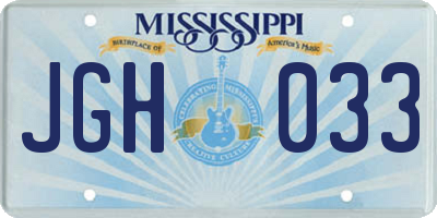 MS license plate JGH033
