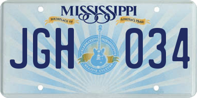 MS license plate JGH034