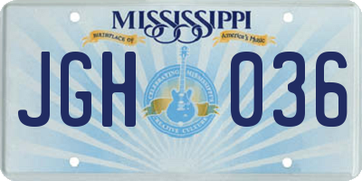 MS license plate JGH036