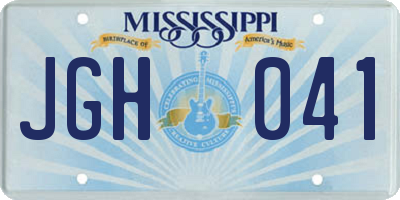 MS license plate JGH041