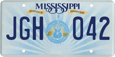 MS license plate JGH042