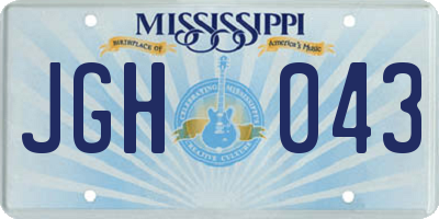 MS license plate JGH043