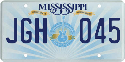 MS license plate JGH045