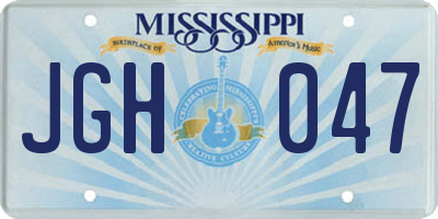 MS license plate JGH047