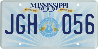 MS license plate JGH056