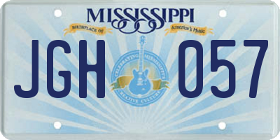 MS license plate JGH057