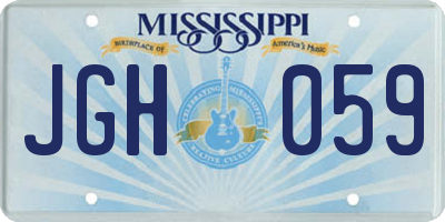 MS license plate JGH059