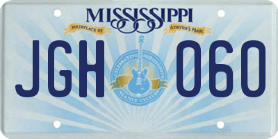 MS license plate JGH060