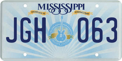 MS license plate JGH063