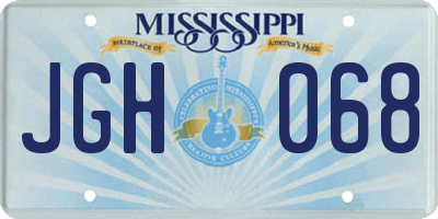 MS license plate JGH068