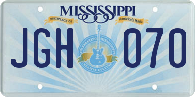 MS license plate JGH070