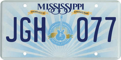 MS license plate JGH077