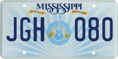MS license plate JGH080