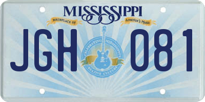 MS license plate JGH081