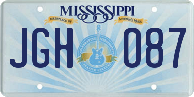 MS license plate JGH087