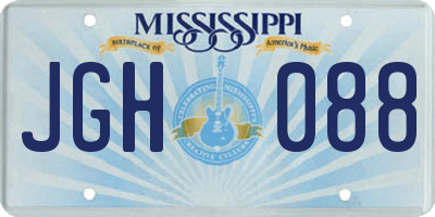 MS license plate JGH088