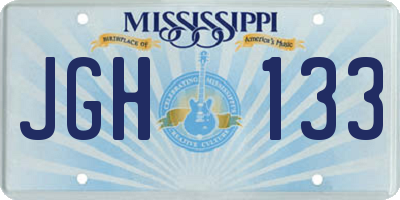 MS license plate JGH133