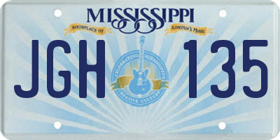 MS license plate JGH135