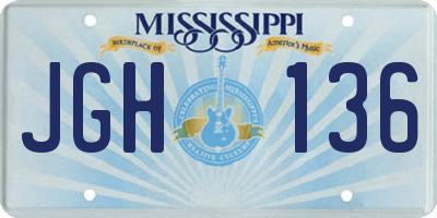 MS license plate JGH136