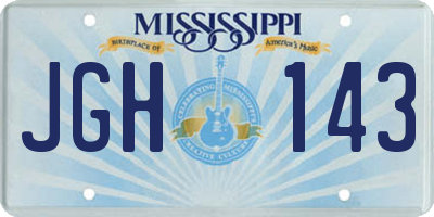MS license plate JGH143