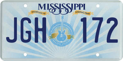 MS license plate JGH172