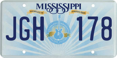 MS license plate JGH178
