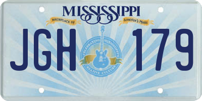 MS license plate JGH179
