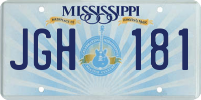 MS license plate JGH181