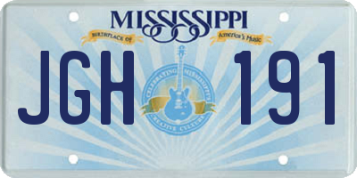 MS license plate JGH191