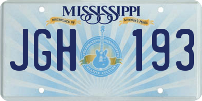 MS license plate JGH193