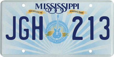 MS license plate JGH213