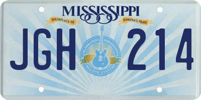 MS license plate JGH214