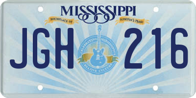 MS license plate JGH216