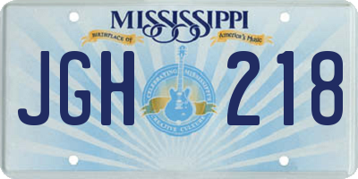 MS license plate JGH218