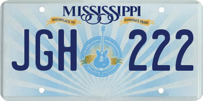 MS license plate JGH222