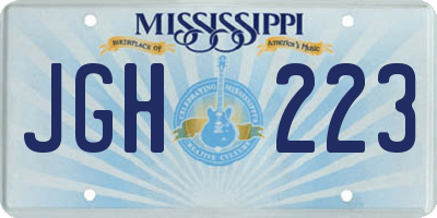 MS license plate JGH223