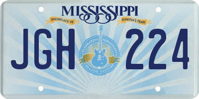 MS license plate JGH224