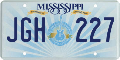 MS license plate JGH227