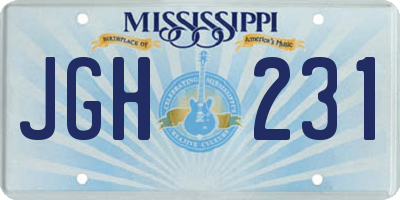 MS license plate JGH231