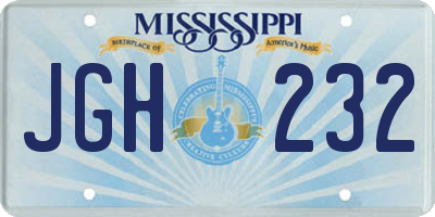 MS license plate JGH232