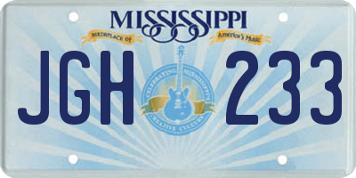 MS license plate JGH233