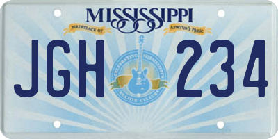 MS license plate JGH234