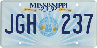 MS license plate JGH237