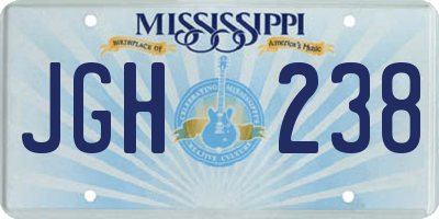 MS license plate JGH238