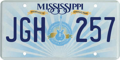 MS license plate JGH257