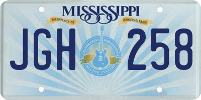 MS license plate JGH258