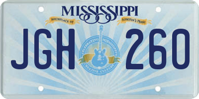 MS license plate JGH260