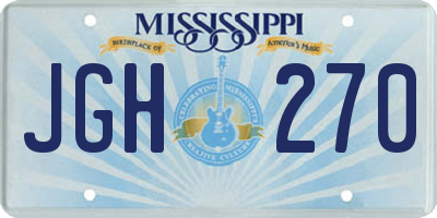 MS license plate JGH270