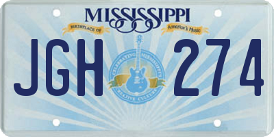 MS license plate JGH274