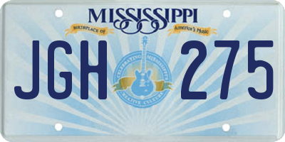 MS license plate JGH275
